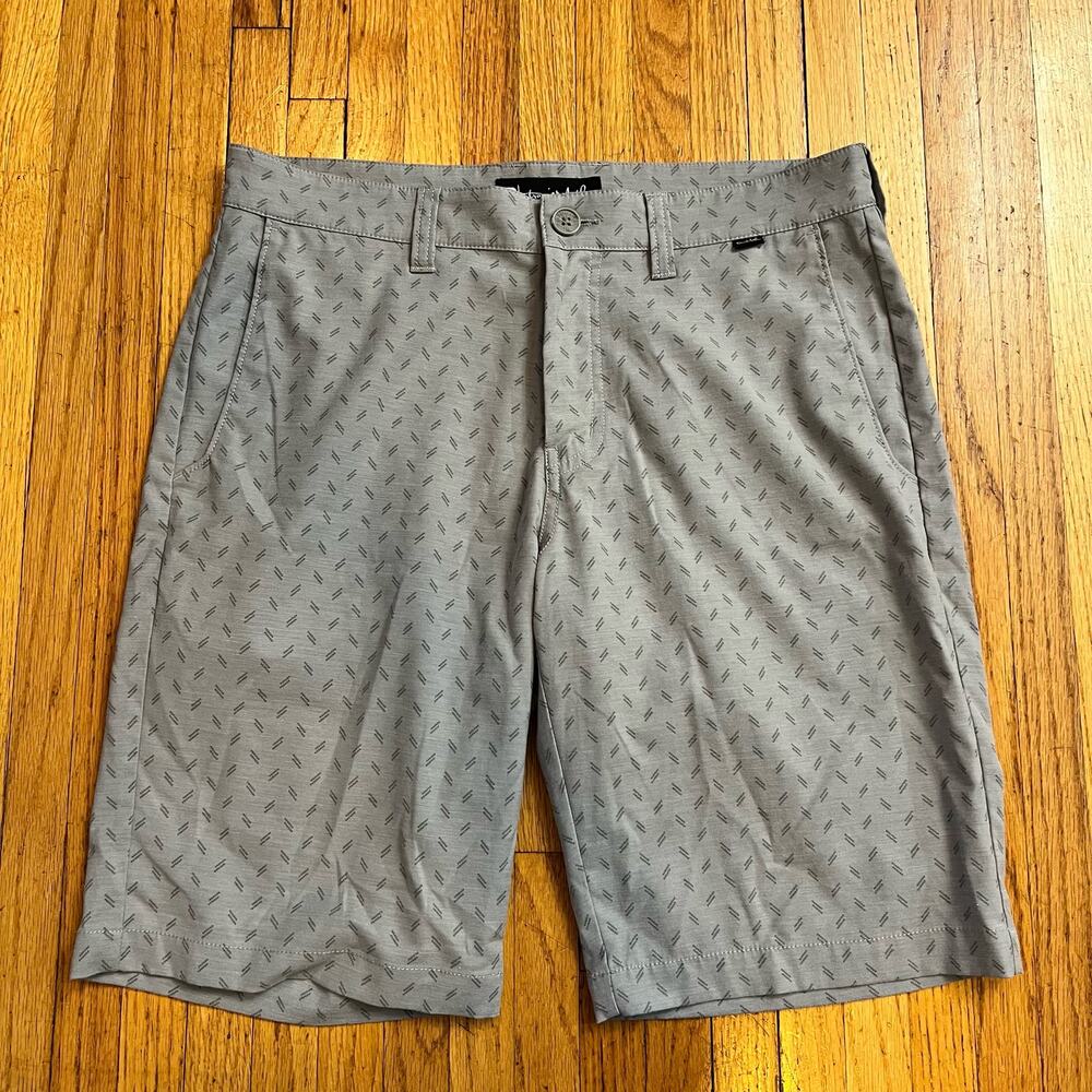 Travis Mathew Shorts Mens 32 Gray Performance Golf Stretch Flat Front Geometric
